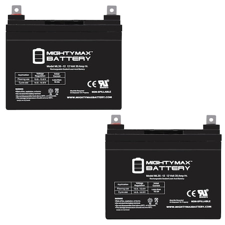 MIGHTY MAX BATTERY ML35-12 - 12V 35AH Battery for Electric Mobility Scooters LITTLE RASCAL - 2PK MAX3437162